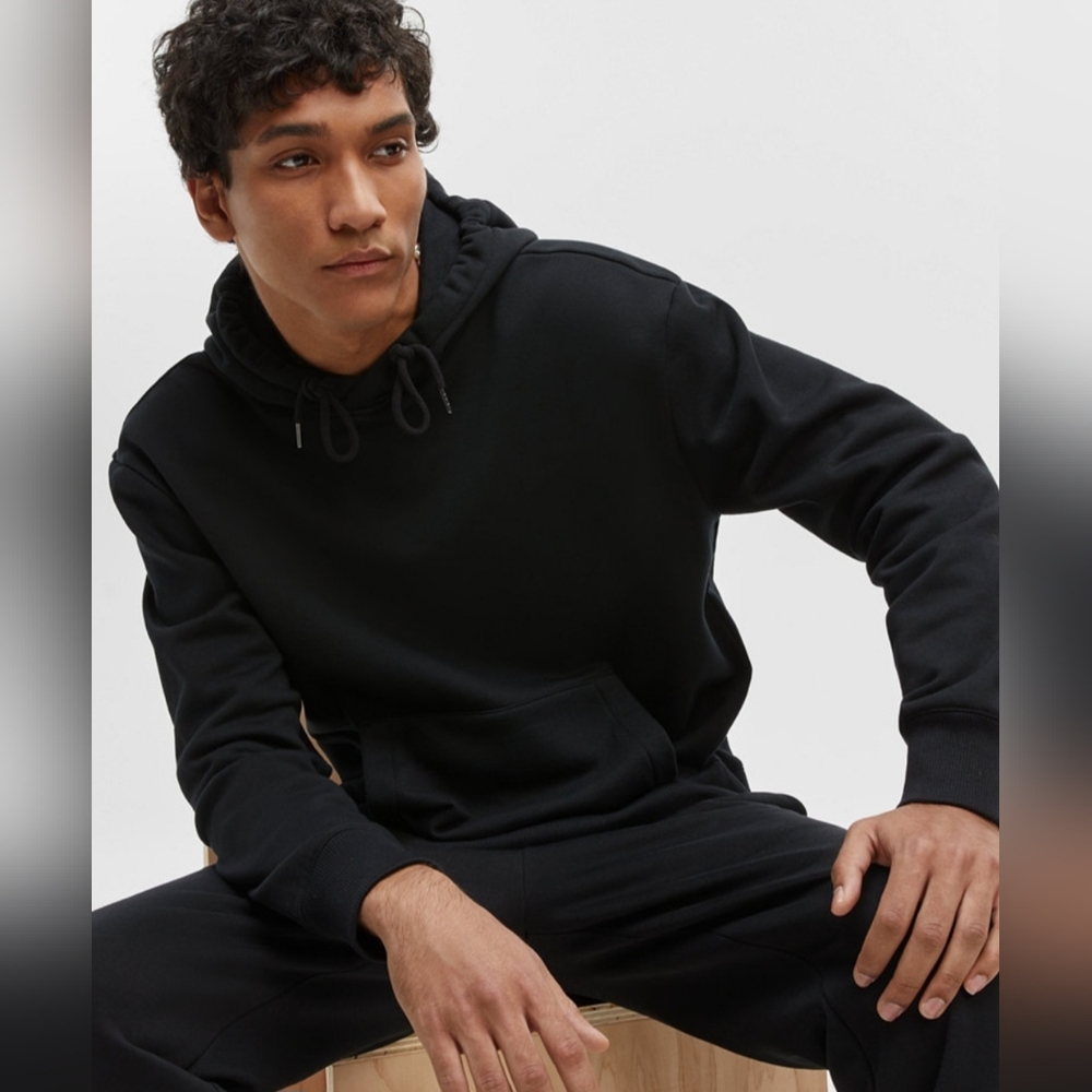 Mode Of One Men's Relaxed-Fit Fleece Hoodie Black  Size S